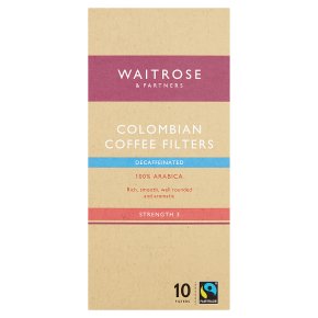 Waitrose 10 coffee filters Colombian decaffeinated blend