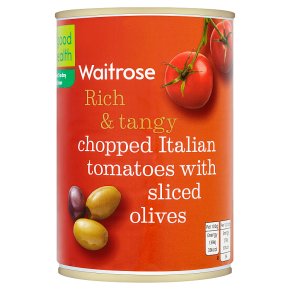 Waitrose chopped tomatoes with sliced olives