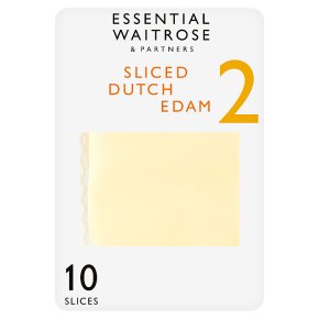 essential Waitrose Dutch edam cheese, strength 2, 10 slices