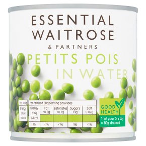 essential Waitrose canned petits pois in water