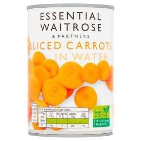 essential Waitrose canned sliced carrots in water