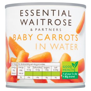 essential Waitrose canned baby carrots in water