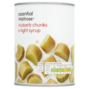 essential Waitrose rhubarb chunks in light syrup