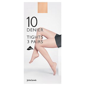 John Lewis 10 denier nude tights, pack of 3 (medium)