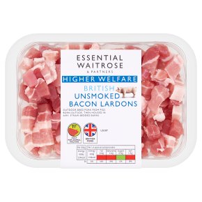 essential Waitrose unsmoked British bacon lardons
