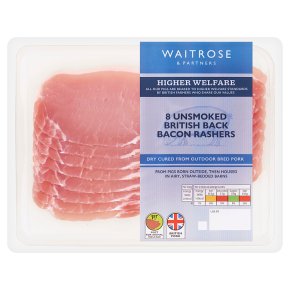 Waitrose Dry Cured 8 Unsmoked Back Bacon Rashers