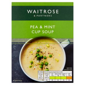 Waitrose Thick & Creamy pea & mint soup in a cup, 4 servings