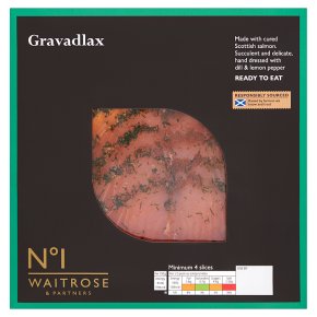 Waitrose 1 cured salmon gravadlax with mustard and dill sauce, 4 slices