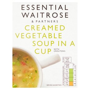 Waitrose creamed vegetable soup in a cup with croutons, 4 servings