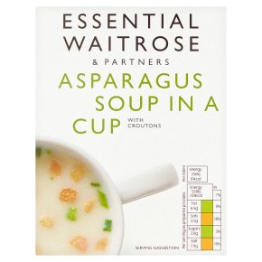 essential Waitrose asparagus soup in a cup, 4 servings