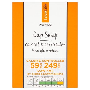 Waitrose LoveLife Calorie Controlled carrot & corriander soup in a cup