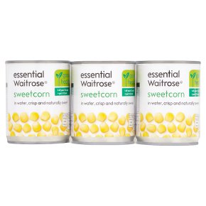 essential Waitrose canned sweetcorn crisp & sweet, 3 pack