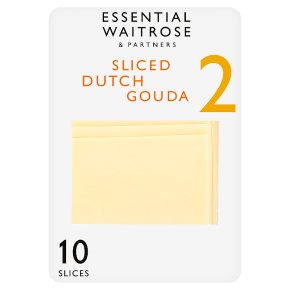 essential Waitrose Dutch gouda cheese, strength 2, 10 slices