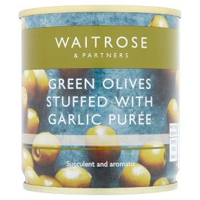 Waitrose stuffed green olives/garlic