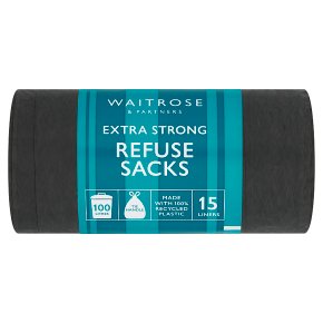 essential Waitrose large tie handle refuse sacks, 15 sacks