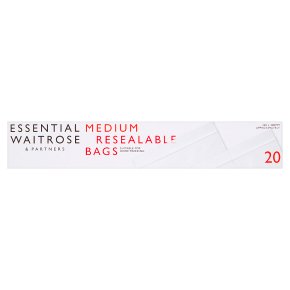essential Waitrose reclosable bags, medium - roll of 20