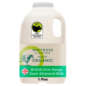Waitrose Duchy Organic semi-skimmed milk un-homogenised