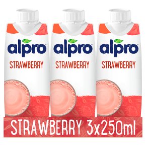 Alpro longlife dairy free soya strawberry drink, pack of 3