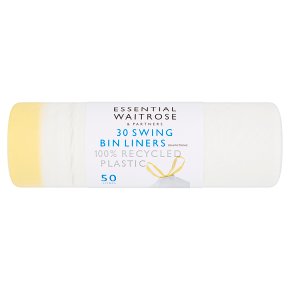 essential Waitrose swing bin liners with drawstrings, roll of 30