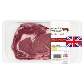 essential Waitrose British beef rib eye steak