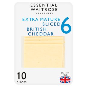essential Waitrose English extra mature Cheddar, strength 6, 10 slices