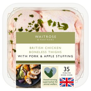 Waitrose British boneless chicken thighs with pork & apple stuffing