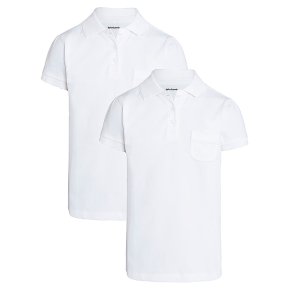2 Pack scallop polo shirt, white, 5 years