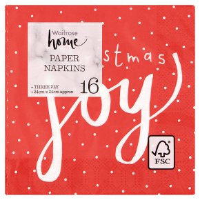 Waitrose Christmas Red Joy Napkins 24cm x 24cm