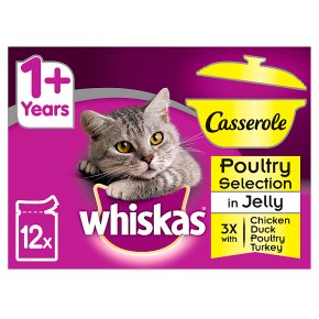 WHISKAS 1+ Cat Pouches Casserole Poultry Selection in Jelly 12 x 85g