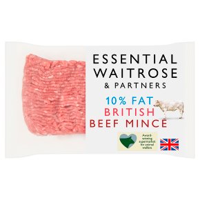 essential Waitrose British mince beef, 10% fat