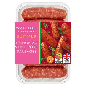 Waitrose 6 British chorizo pork sausages