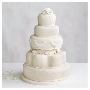 Grace Five Tier Ivory Wedding Cake (Fruit)