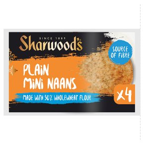 Sharwoods Plain Mini Naans 50% Whol