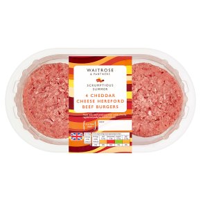 Waitrose 4 Cheddar Cheese Beef Burgers