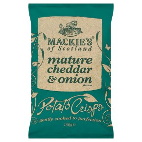 Mackie's potato crisps cheddar & onion