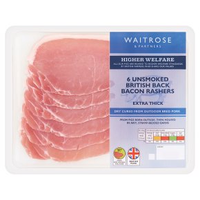 Waitrose Extra Thick Cut Unsmoked Dry Cured Back Bacon