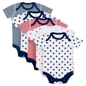 Waitrose 5PK Star&Car Bodysuits 3-6M