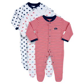 Waitrose 3PK Stars&Cars S/Suits 0-3M