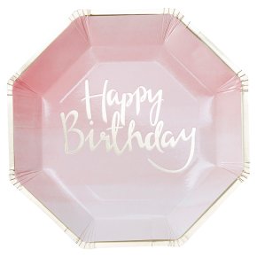 Ginger Ray Happy Birthday Paper Plates Ombre