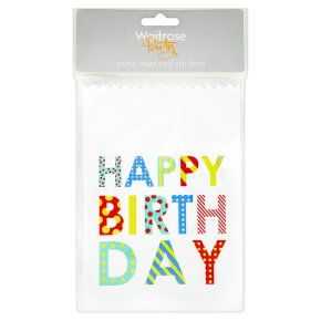 Waitrose Party 8 Party Bags & 10 Stickers