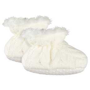 Waitrose Knitted Cream Booties 0-3M