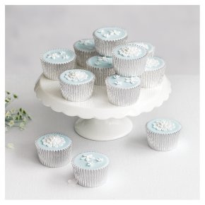 12 Fiona Cairns Blossom Golden Sponge Cupcakes – Pastel Blue