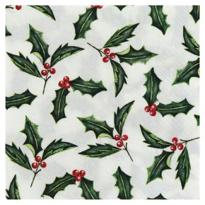 Waitrose Home Painted Holly Napkins 33cm x 33cm