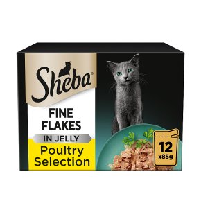SHEBA Fine Flakes Cat Pouches Poultry Collection in Jelly 12 x 85g