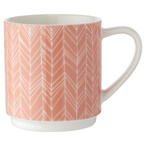 Waitrose Coral Chevron Dash mug