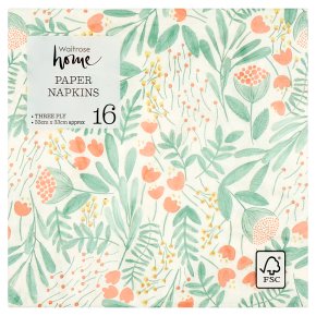 Waitrose Home Green Leaf Napkins 33x33cm
