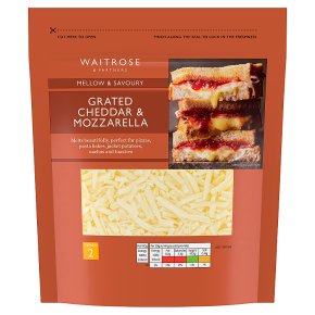 Waitrose grated mild Cheddar & mozzarella strength 2