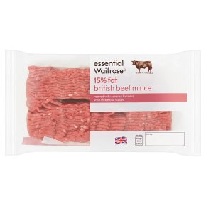 essential Waitrose British beef mince, 15% fat