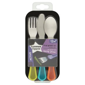 Tommee Tippee 12month+ explora first grown up cuttlery set, assorted