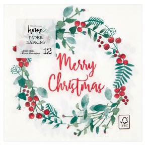 Waitrose Christmas Berry Wreath Napkins 40cm x 40cm